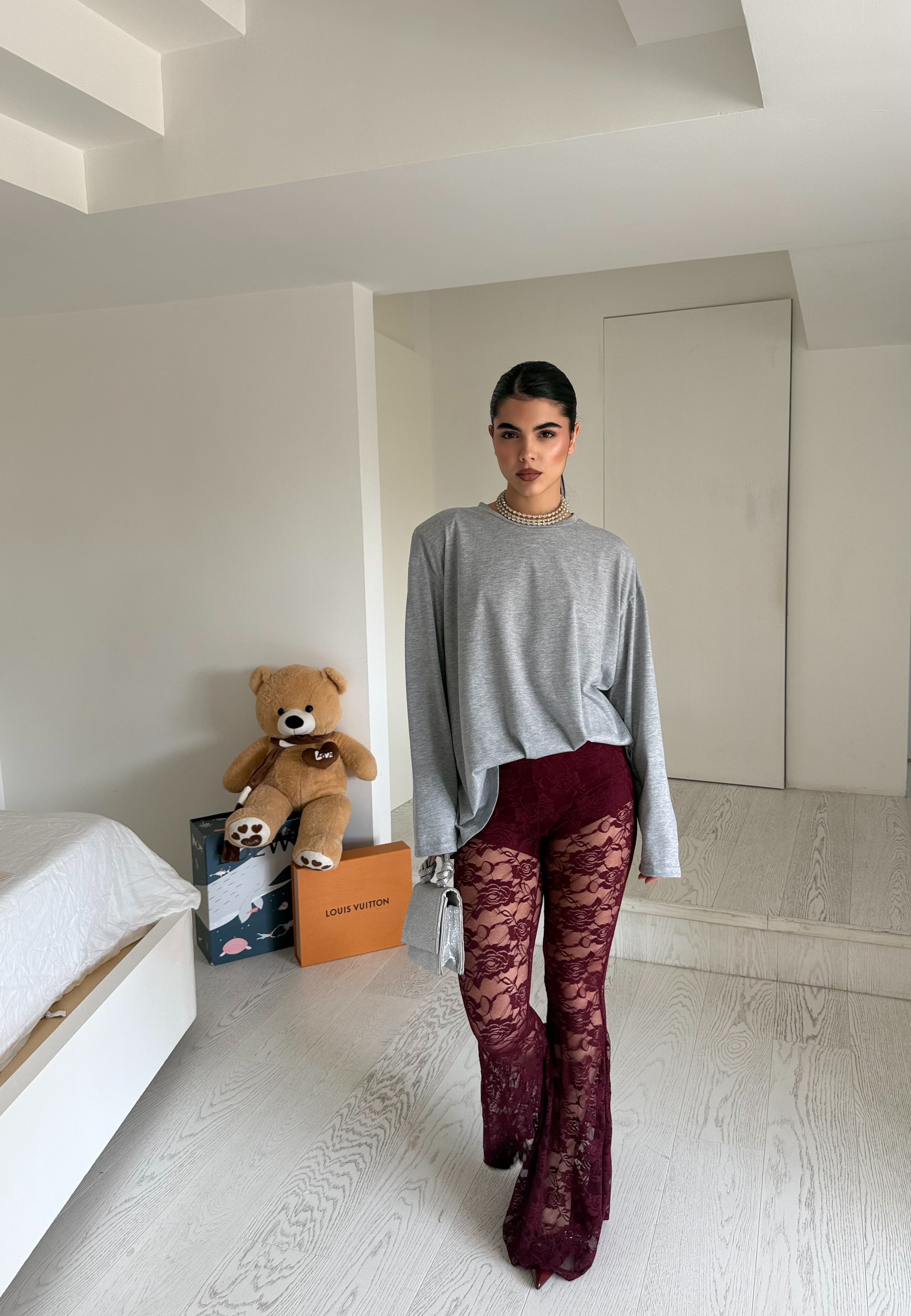 Leggings zampa merletto(2colori)