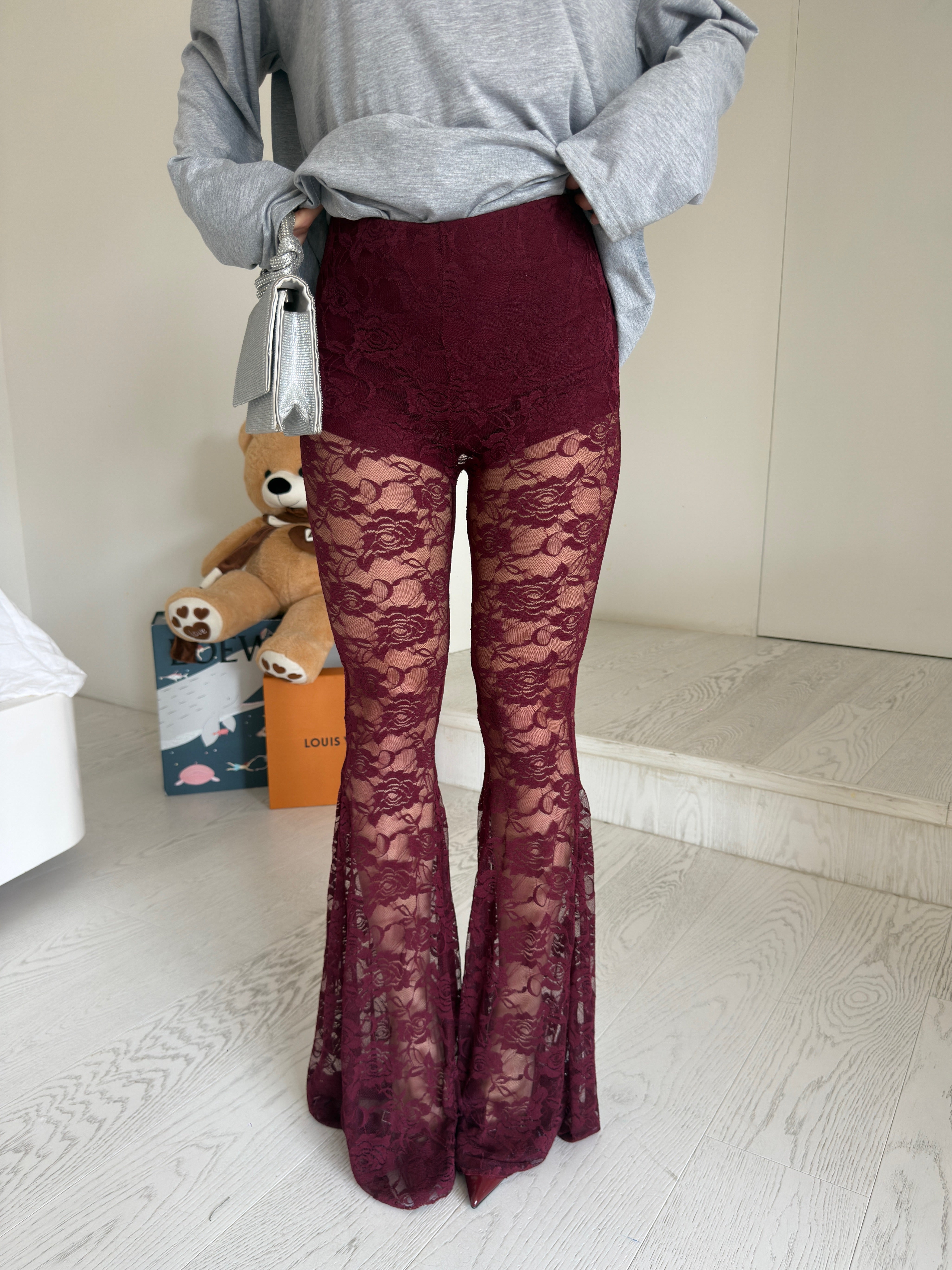 Leggings zampa merletto(2colori)