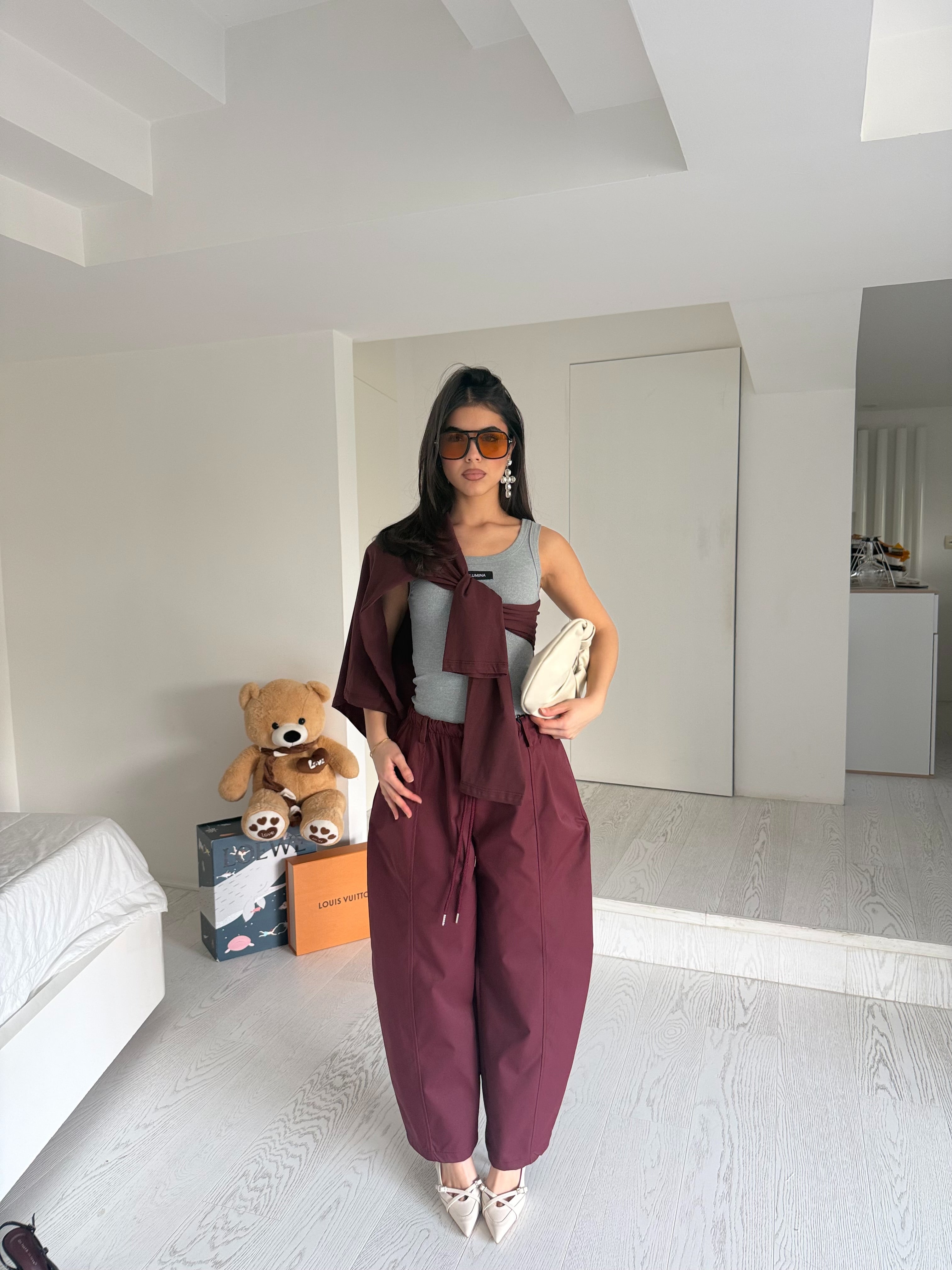 Pantalone balloon bordeaux