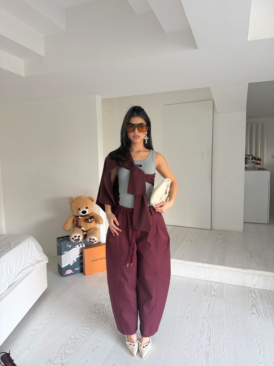 Pantalone balloon bordeaux