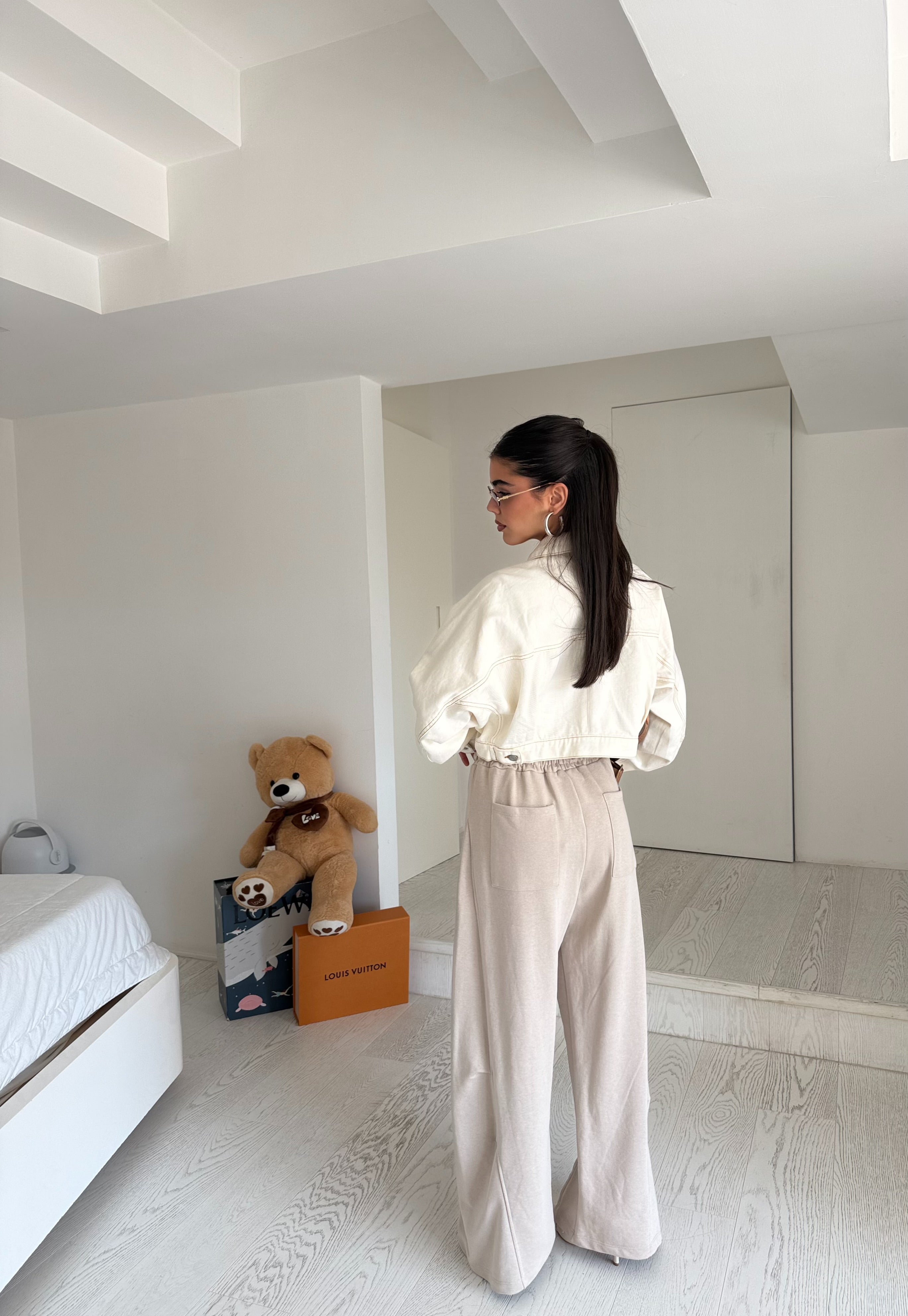 Giubbetto jeans panna