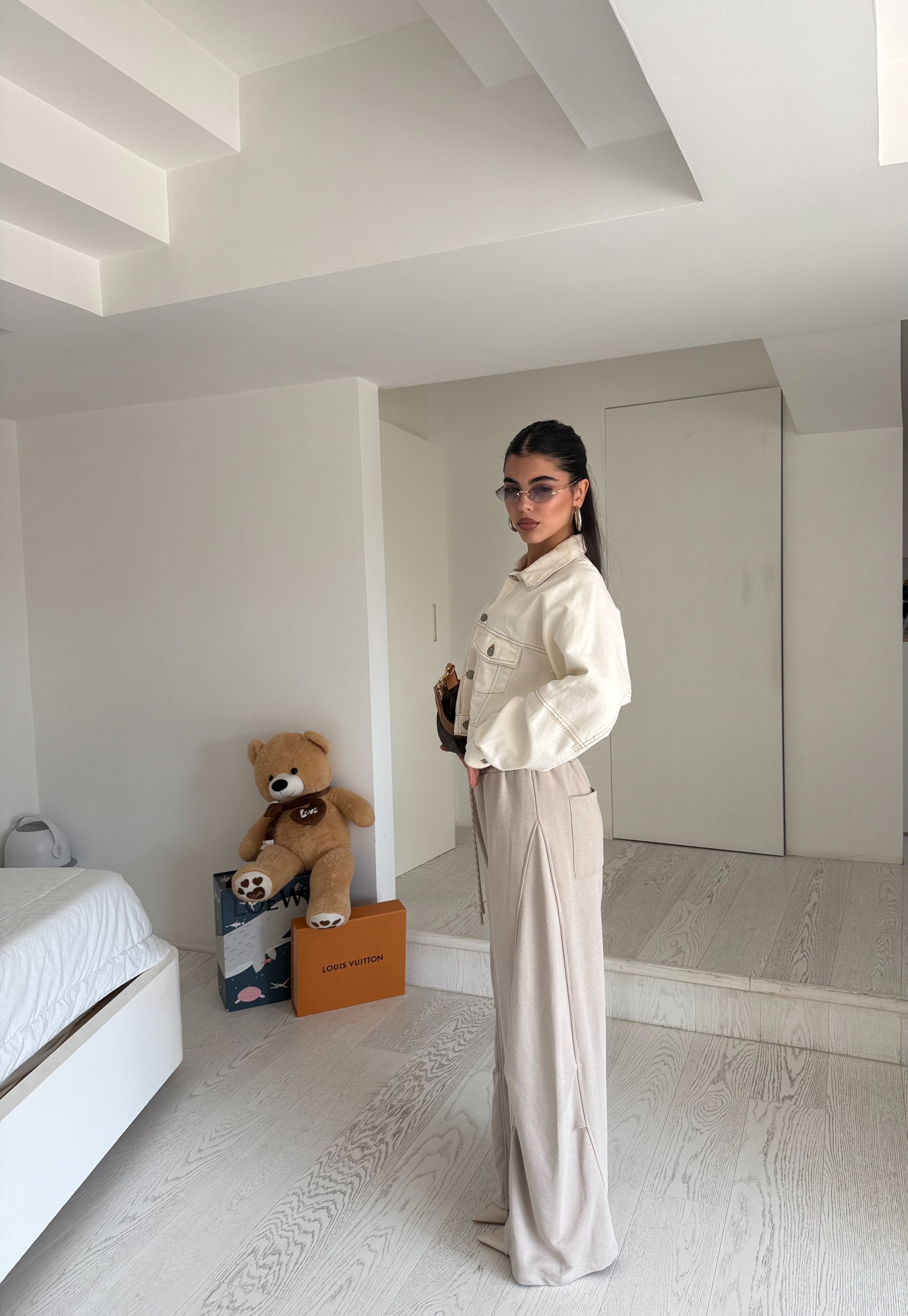 Giubbetto jeans panna