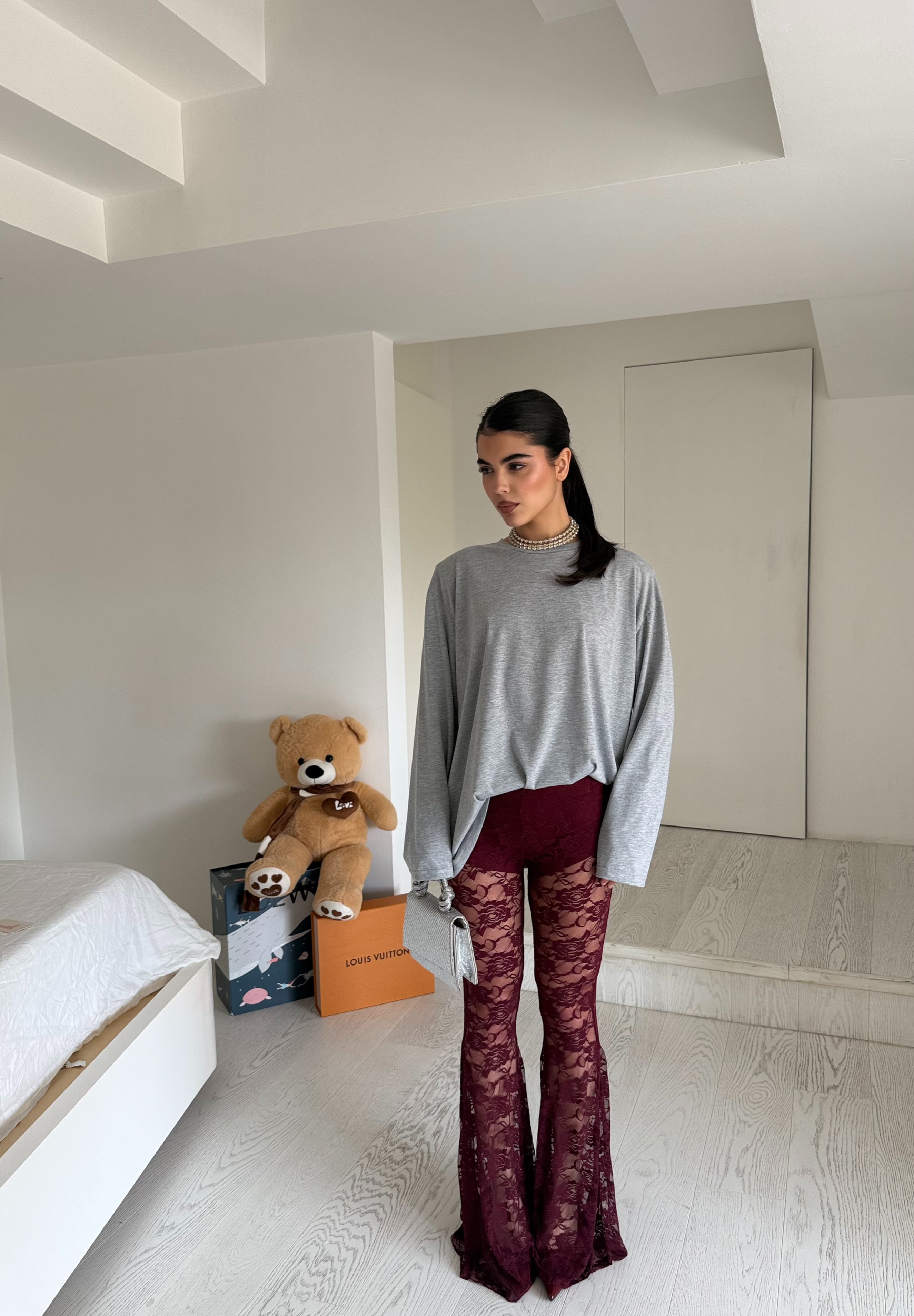 Leggings zampa merletto(2colori)