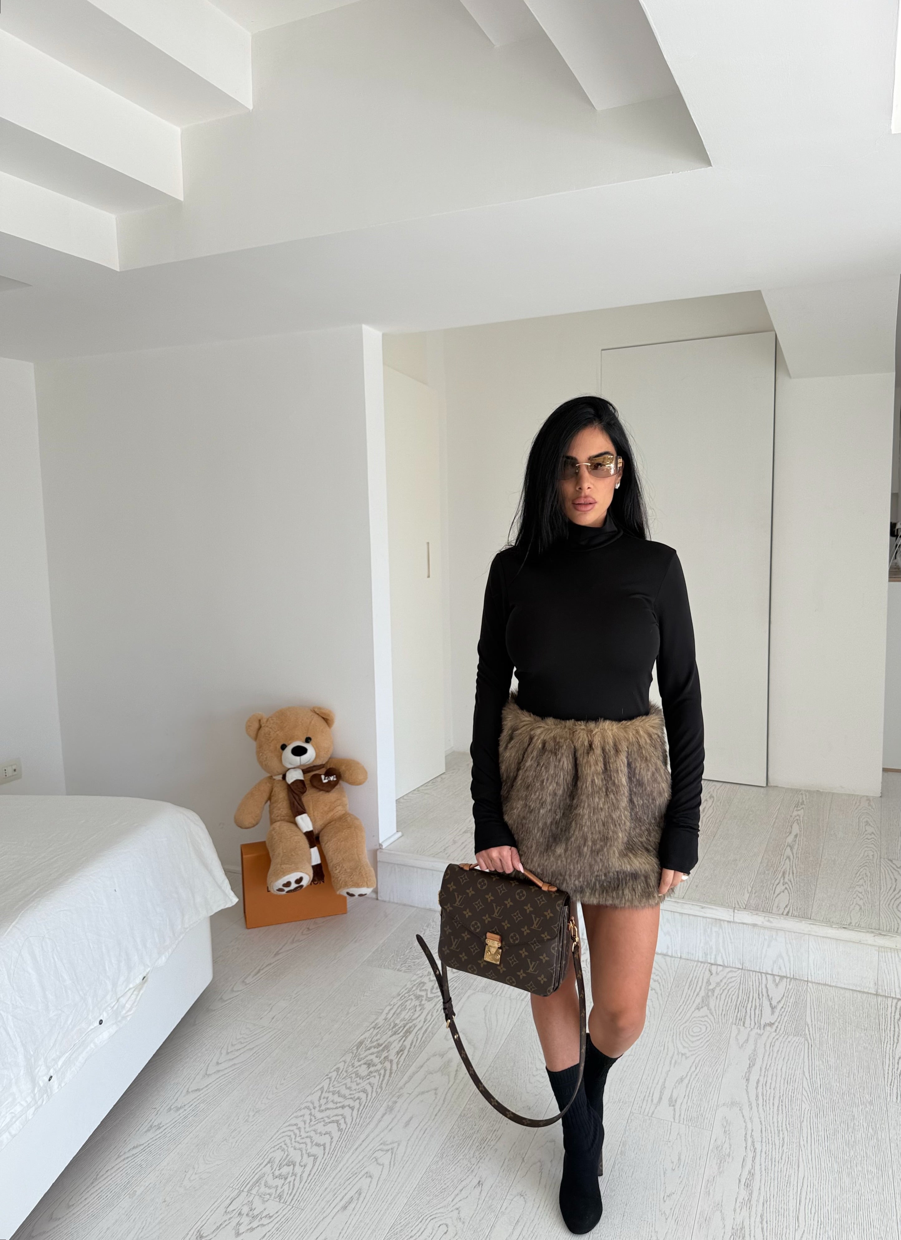 MiniDress pelliccia black