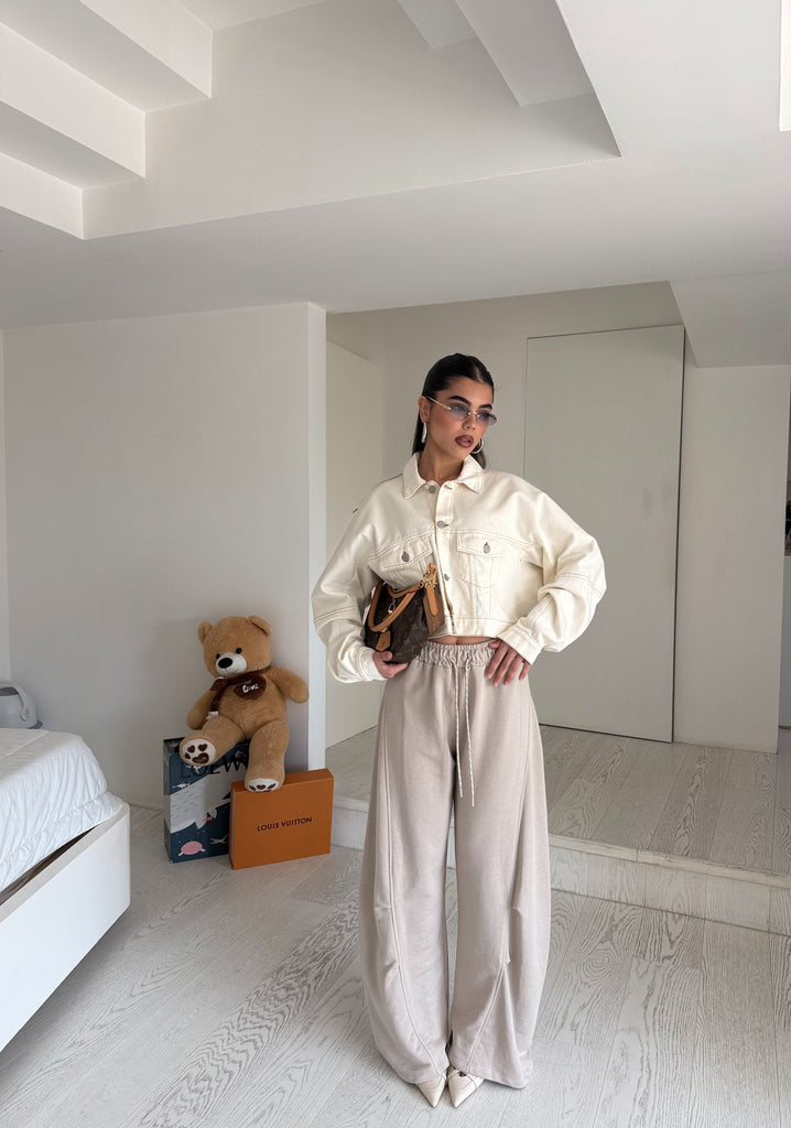 Giubbetto jeans panna