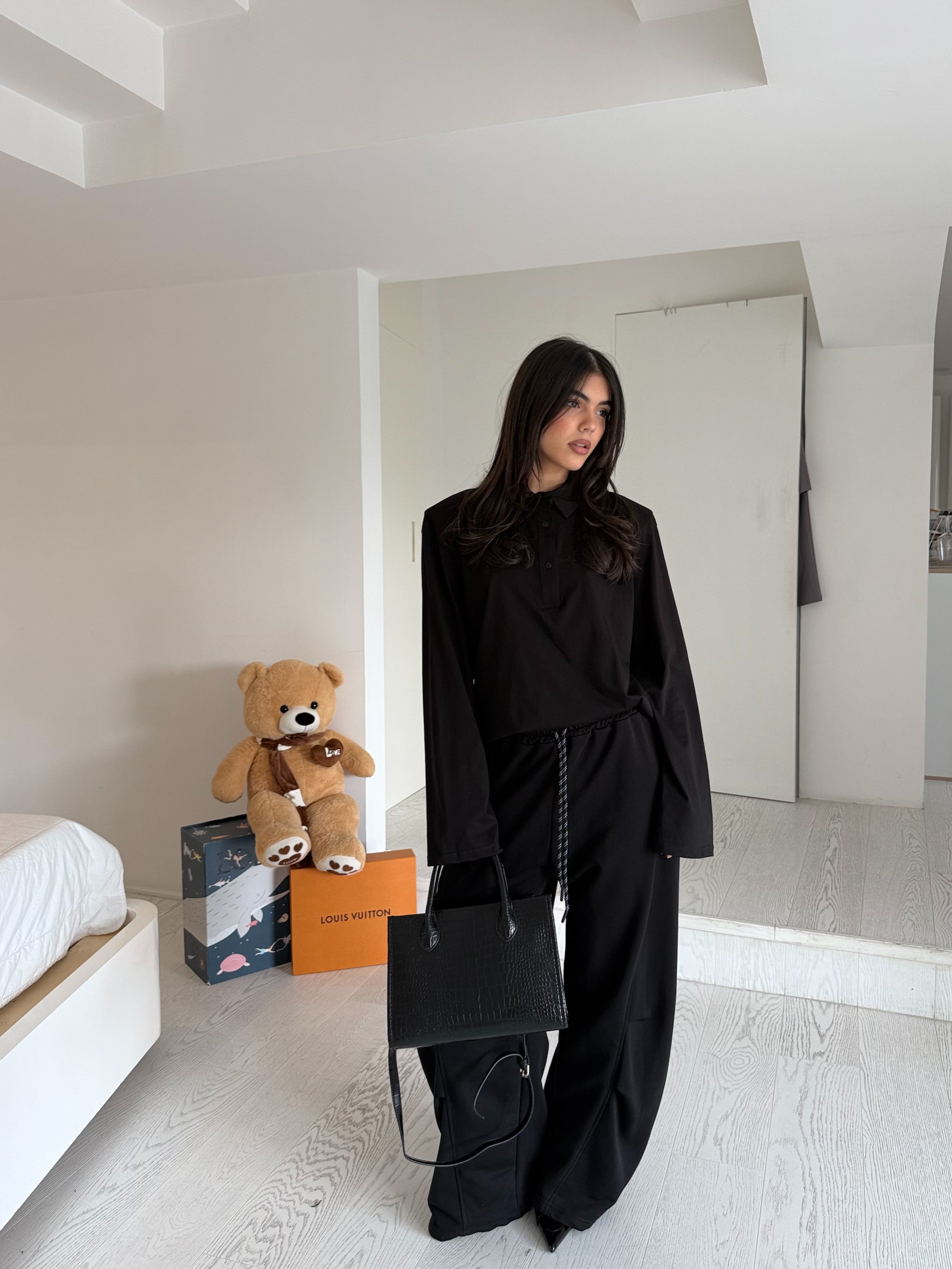 Polo maxi spalline black