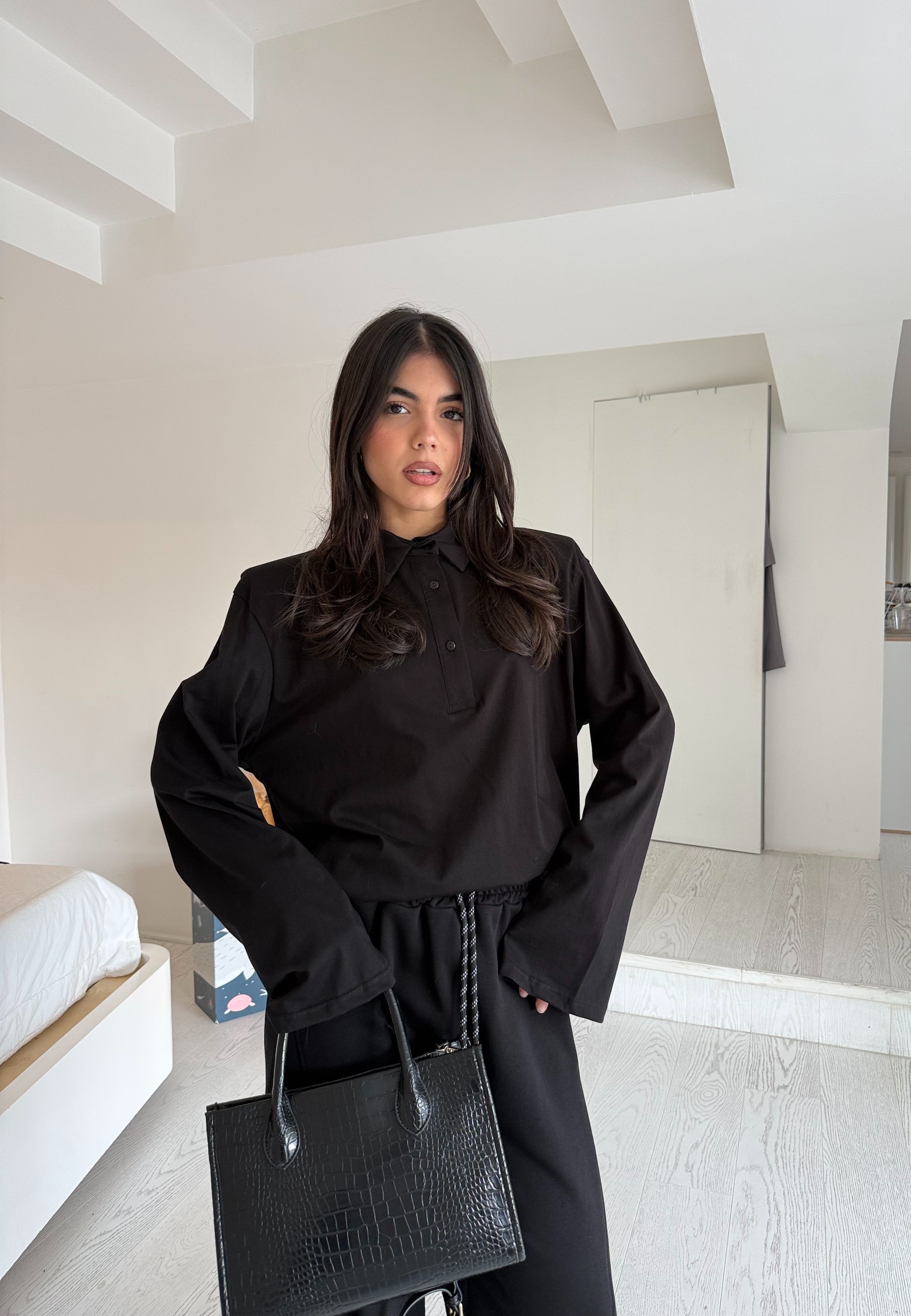 Polo maxi spalline black