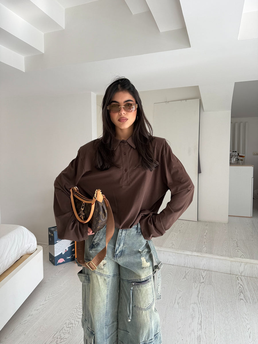 Polo maxi spalline Brown
