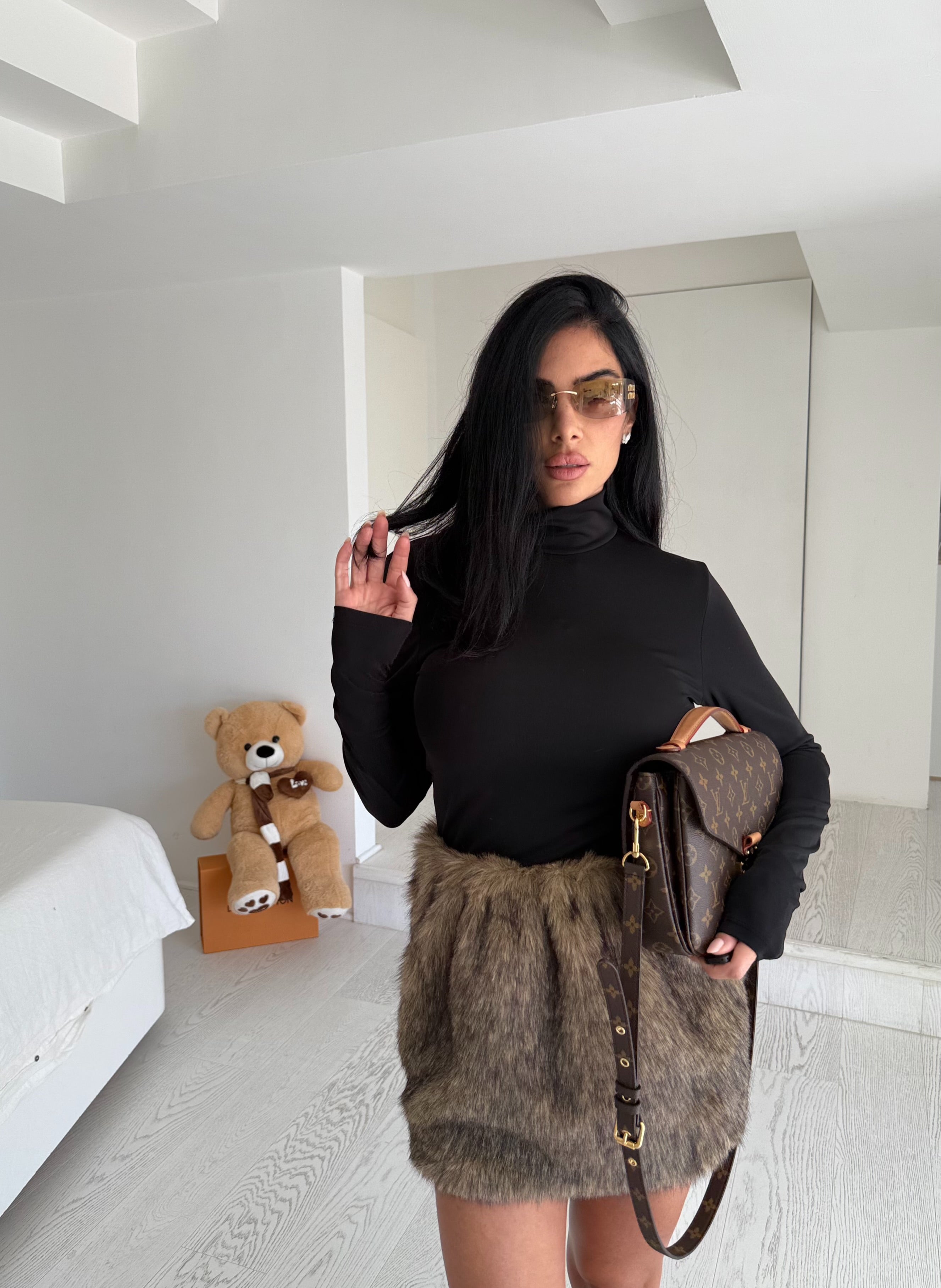 MiniDress pelliccia black