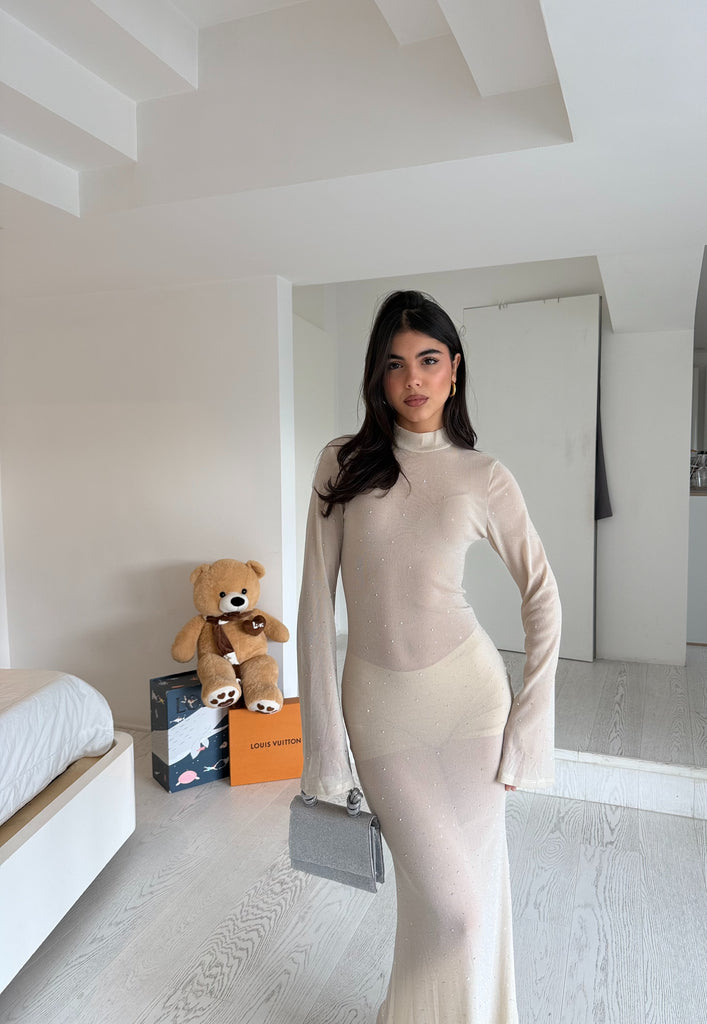 Abito nude strass