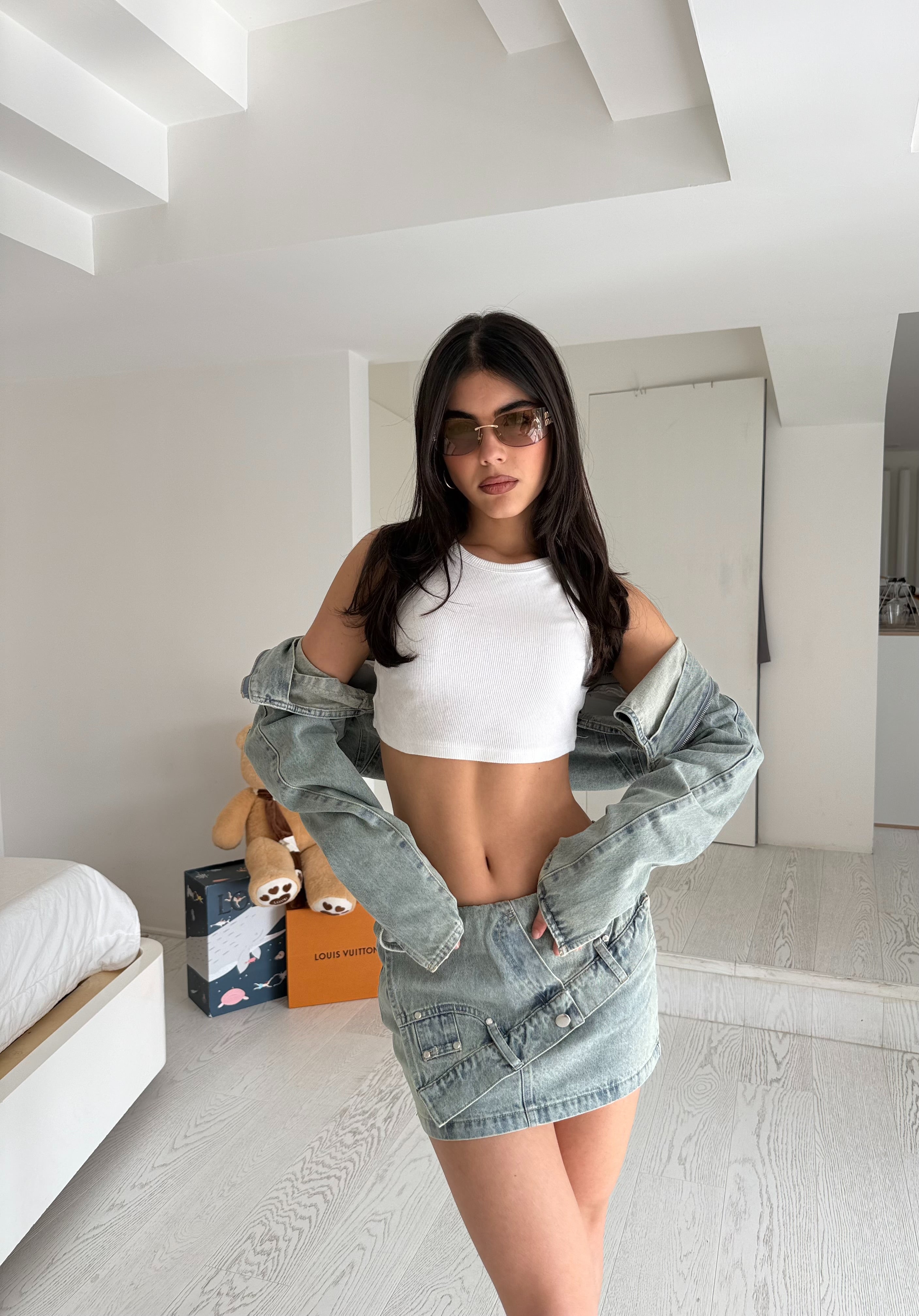 Canottina crop white