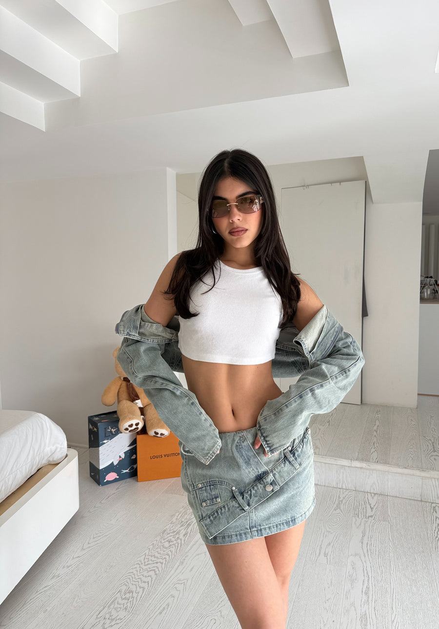 Canottina crop white