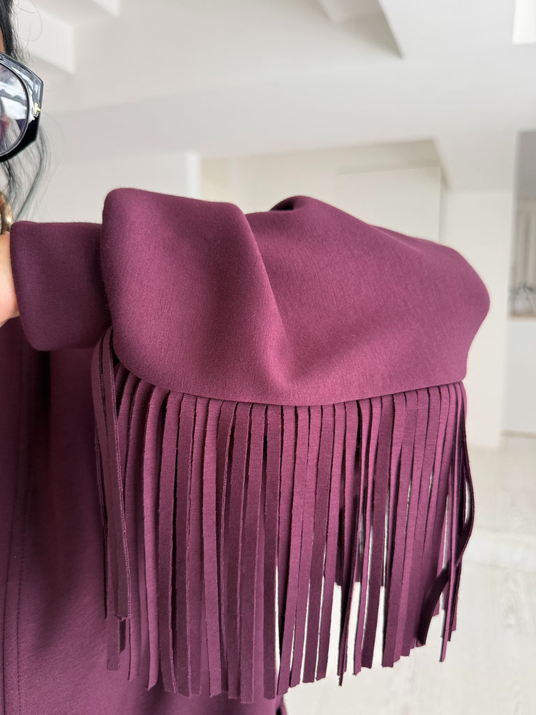 Cardigan frange bordeaux
