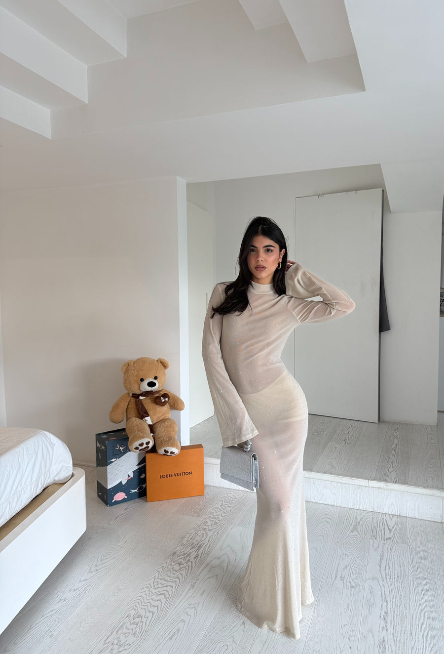 Abito nude strass